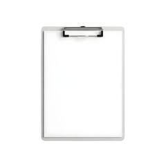 A blank white clipboard with a silver clip at the top, ready for your notes and documents
