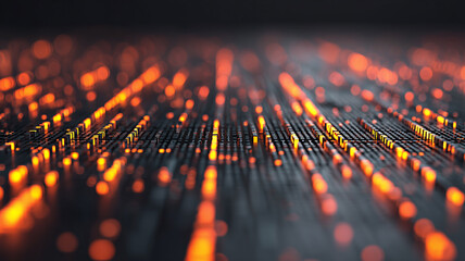 Abstract digital data streams forming a technological network surface, symbolizing information flow connectivity and advanced computing systems.
