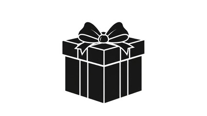 Obraz premium Gift Box with Bow in Simple Monochrome Illustration on White Background for Packaging Design
