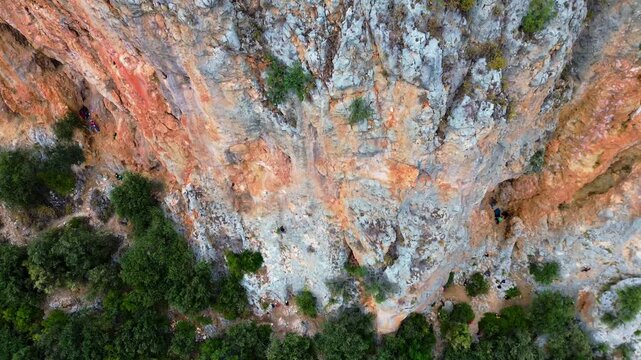 Rock climbing. Rock climbing area in Geyikbayırı, Antalya. Mountaineering, climbing sport.