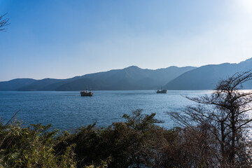芦ノ湖の箱根海賊船の風景
