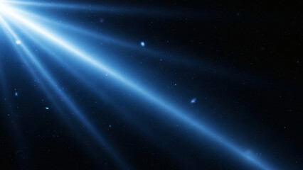 Blue light leaks and gradient over an abstract grainy background. Grainy colorful warm blue light leaks on a black background with a dust texture. Blue wavy abstract background for presentation