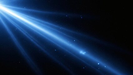 Blue light leaks and gradient over an abstract grainy background. Grainy colorful warm blue light leaks on a black background with a dust texture. Blue wavy abstract background for presentation