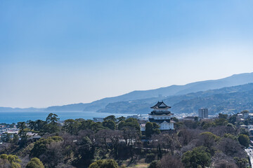 小田原市内の展望台から見る小田原城