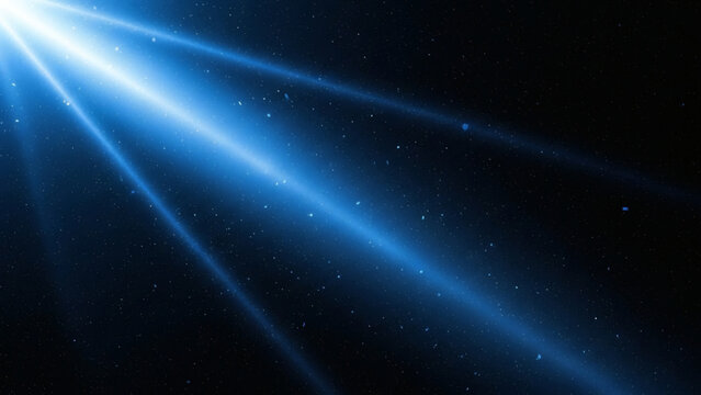 Blue light leaks and gradient over an abstract grainy background. Grainy colorful warm blue light leaks on a black background with a dust texture. Blue wavy abstract background for presentation - Powered by Adobe