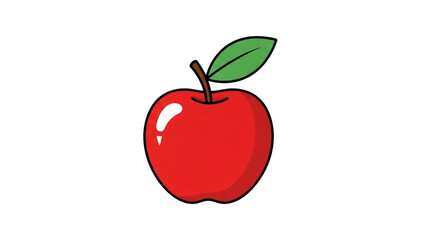 Red Apple Illustration in Simple Style with Bright Lighting on White Background for Health and Wellness