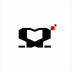 S2 logo design with book, heart and pixel concept.