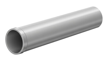 Silver Metal Pipe in Modern Minimalist Style with Soft Natural Lighting on White Background for Industrial Design