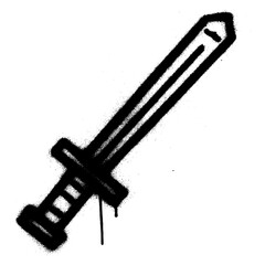 Graffiti Sword Icon with Dripping Spray Paint on White Background. © kadiran