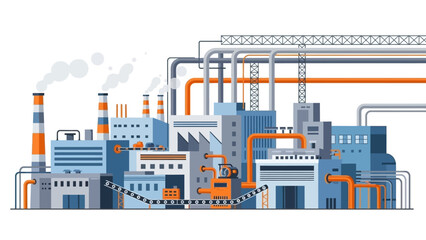 Obraz premium Industrial complex with pipelines and smokestacks symbolizing manufacturing and production