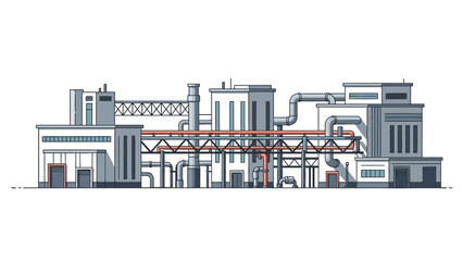 Obraz premium Modern industrial factory complex with pipes and structures, an illustration of a manufacturing plant