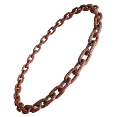 Oval Loop Rusted Metal Chain Frame Isolated