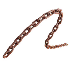 Zigzag Curved Rusted Iron Chain Isolated