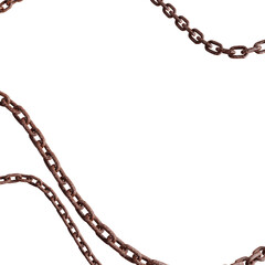 Two Curved Rusted Chain Borders Isolated