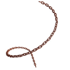 Spiral Curled Rusted Chain Link Isolated
