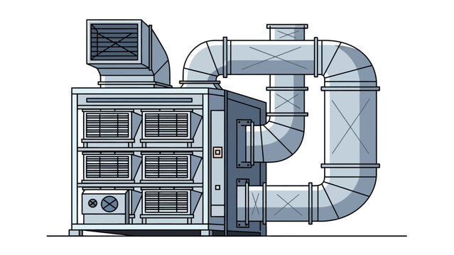 Industrial air handling unit with ductwork and ventilation systems for commercial buildings