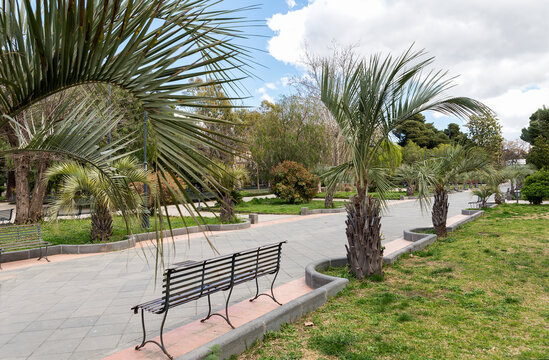 Natural Landscapes of The Villa Comunale in Adrano, Catania Province, Sicily, Italy.