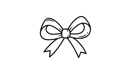 Simple Bow Illustration in Minimalist Style with Black Line Art on White Background for Gift Wrapping