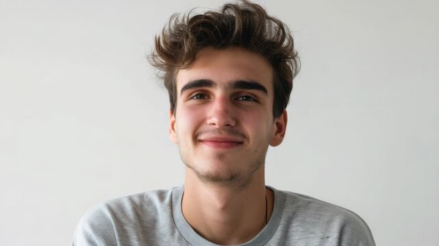 Young man with a goatee, smiling and looking directly at the camera. His light hair is styled casually, complementing his modern, comfortable clothing. The background is blurred to focus on him.