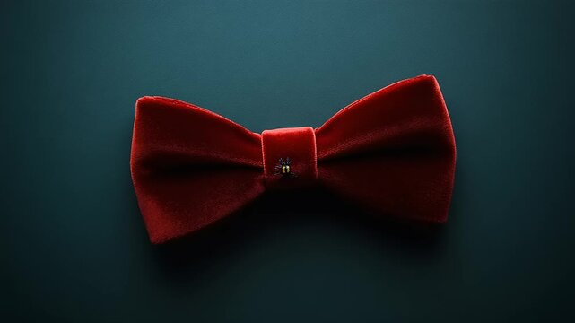 Elegant red velvet bow tie on dark background