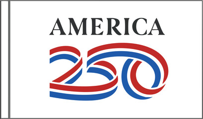 Obraz premium A digital illustration of the America 250 logo, featuring red and blue swirling lines on a white background. Perfect for anniversary celebrations, patriotic events, and commemorative
