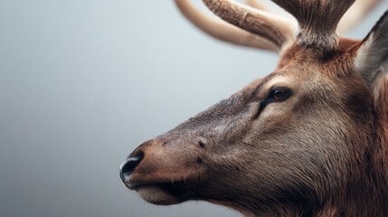 Close-up profile portrait capturing the majestic stag deer in the wild