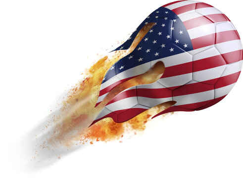 Flying Soccer Ball with United States Flag
