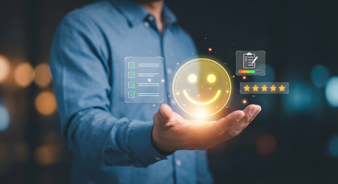Customer satisfaction concept with smiley face