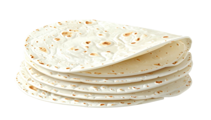 Stack of flatbreads, slightly browned, with one partially lifted