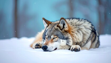 Naklejka premium 寝ている狼