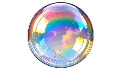 Close-up of a large, iridescent soap bubble against a stark black background