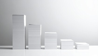 Decline Graph: A minimalist visualization of decreasing stacks, suggesting trends and concepts. Representing a downturn, contraction, or negative trend