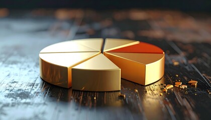 Golden Pie Chart Visualization: A meticulously crafted golden pie chart stands out, illustrating data representation with a distinct visual appeal and representing success