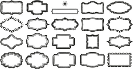 Black and white ornate label shapes labels