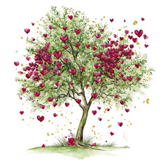 Heart Tree Illustration Filled With Love and Romantic Leaves for Valentine and Wedding Projects