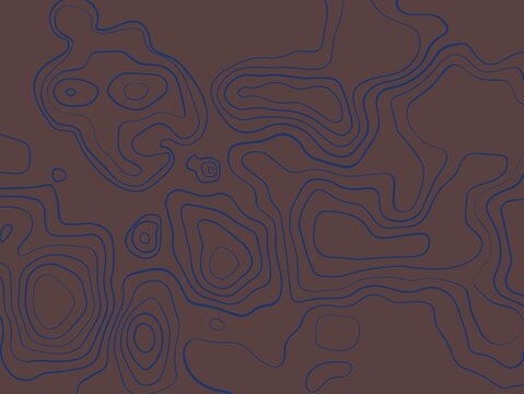 This digital artwork features a minimalist topographic map composition set against a solid, deep chocolate-brown background. The design consists of a network of thin