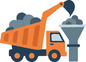 Vector illustration of heavy equipment material transport