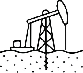 Oil pumpjack doodle illustrating energy production