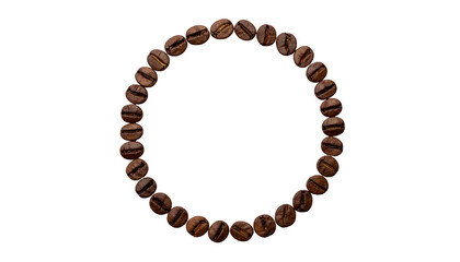 Obraz premium A circular arrangement of roasted coffee beans on a pure black background