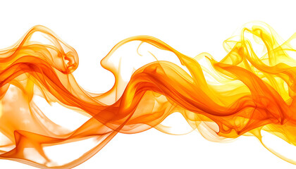Swirling, abstract, translucent ribbons of fiery orange and yellow against a black background