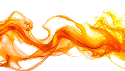 Swirling, abstract, translucent ribbons of fiery orange and yellow against a black background