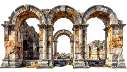 Obraz premium Ancient stone archway ruins with columns, creating a series of portals