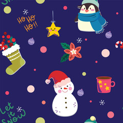 Cartoon pattern vector illustration on Christmas celebration