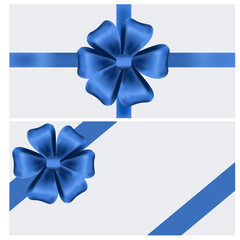 a set of two blue ribbon bows
