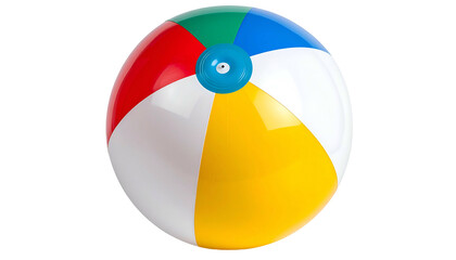 Obraz premium A colorful, inflatable, striped beach toy with vibrant segments and a center valve