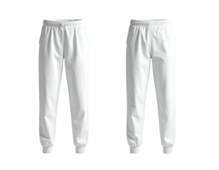 Two white joggers, front and slightly angled views, on black