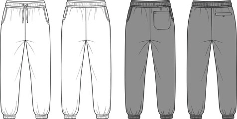 Of four different views of sweatpants clothing fashion athletic wear