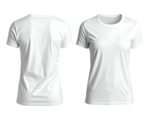 Two white t-shirts, front and back view