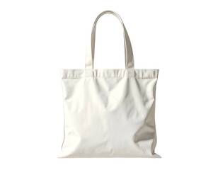 Simple off-white fabric tote bag with two handles against black