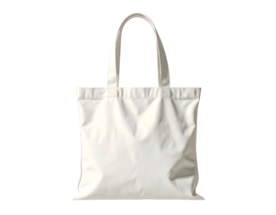 Simple off-white fabric tote bag with two handles against black